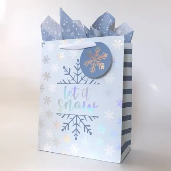 Soular Powered Large Gift Bag with Tissue Snow Flakes image {2}