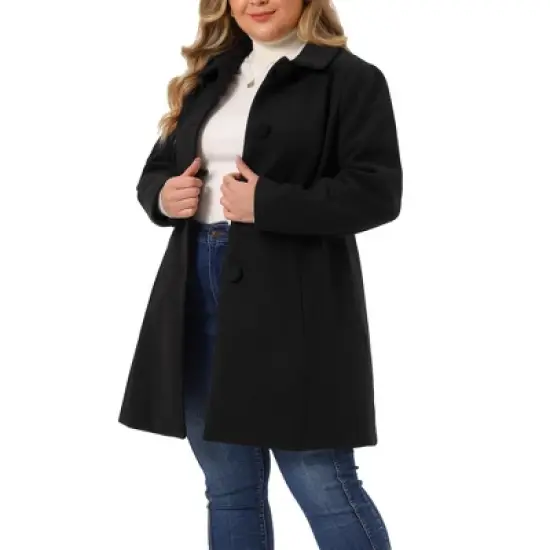 Agnes Orinda Women's Plus Size Rundown Collar Full Lined Side Pocket Single Breasted Overcoats image {7}