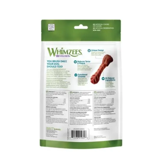 WHIMZEES by Wellness Brushzees Small Dental in Vegetable Flavor Dog Treats image {1}