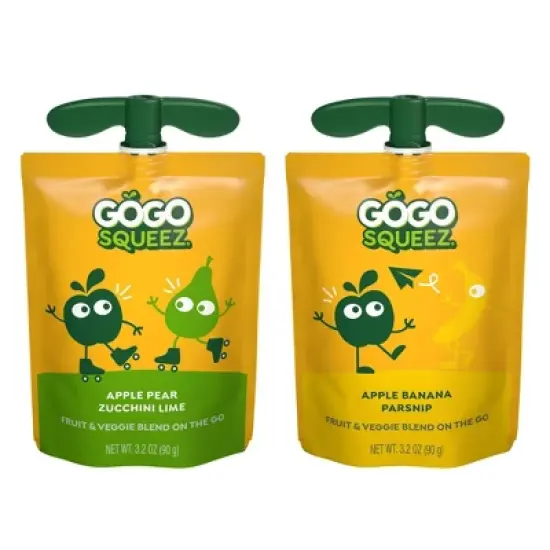 GoGo SqueeZ Fruit & VeggieZ Applesauce and Puree Variety Pack  Apple Banana Parsnip & Apple Pear Zucchini & Lime Pouches - 38.4oz/12ct image {2}