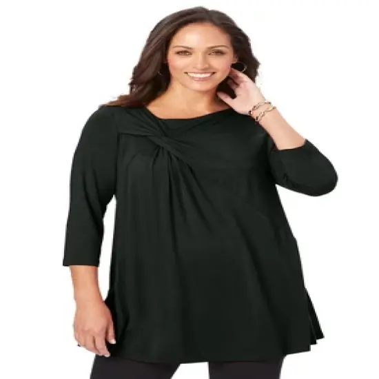 Jessica London Women&rsquo;s Plus Size Twist-Front Trapeze Tunic image {2}