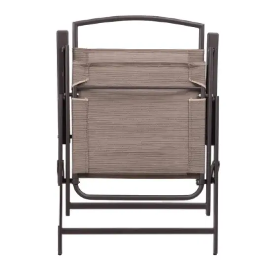 3pc Outdoor Dining Furniture Patio Bistro Set with 2 Folding Chairs & Round Table -Crestlive Products image {2}