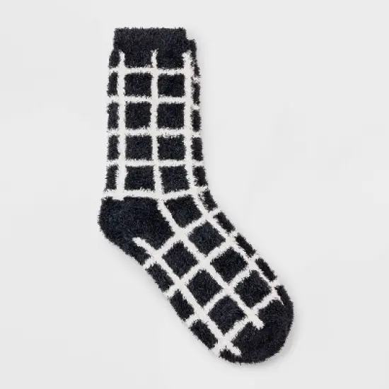 Women's Windowpane Plaid Cozy Crew Socks - Auden&trade; 4-10 image {4}