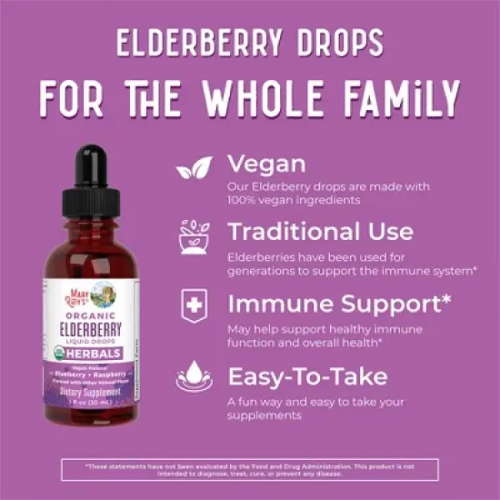 MaryRuth's Elderberry Drops, Blueberry Raspberry, Org, 1 oz image {2}