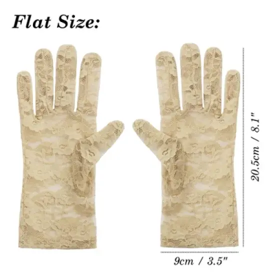 Unique Bargains Lace Women Short Vintage Breathable Elegant Wedding Gloves Beige 1 Pair image {2}