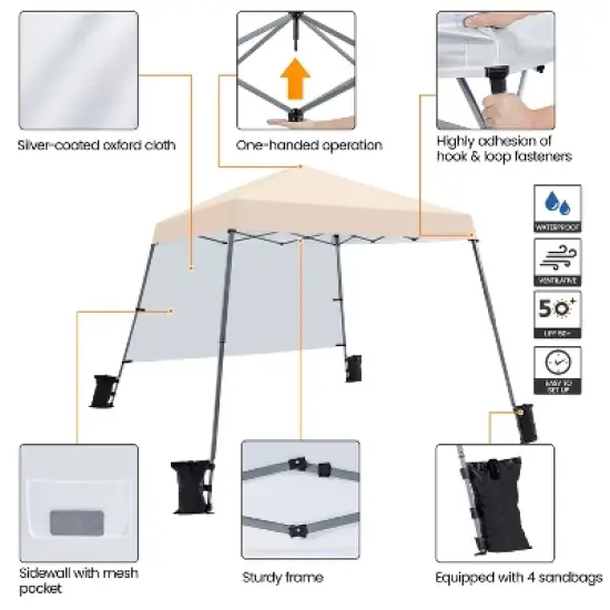 Yaheetech 10x10ft Pop-Up Canopy with Sun Shade Wall Backpack Bag for Camping image {3}