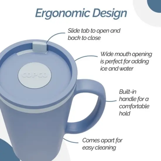 Copco Cone Travel Coffee Mug, 16 oz (Set of 4) - Insulated Drinkware with Spill-Proof Lid and Handle, Microwave & Dishwasher Safe (Assorted Colors) image {4}