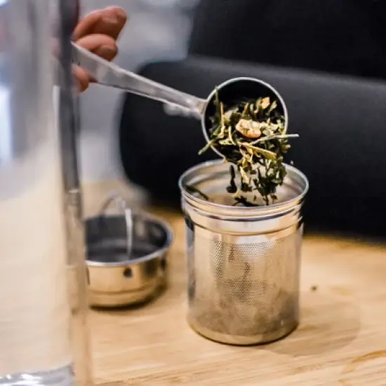 GROSCHE COPENHAGEN Double Walled Glass Tea Infuser Water Bottle, Insulated Bottle with Protective Sleeve, 14.3 fl oz. Capacity   image {8}