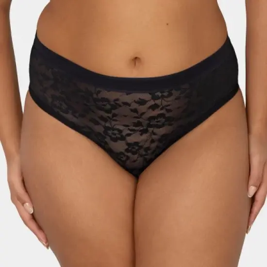 Curvy Couture Women's Plus Size No-Show Lace High Cut Brief Panty image {6}