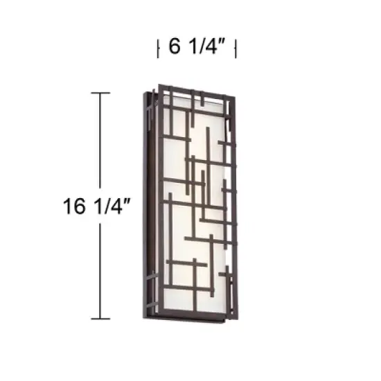 Possini Euro Design Outdoor Wall Light Fixture Bronze LED 16 1/4" High White Cased Glass for Exterior Barn Deck House Porch Yard Patio Outside Garage image {3}