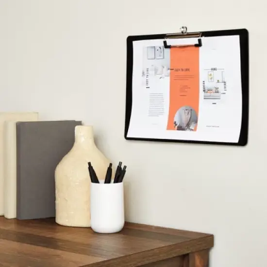 Juvale 4 Pack Black Plastic Clipboards with Low Profile Clip, 12.4 x 8.9 Horizontal Lap Clip Boards with Landscape Layout image {2}