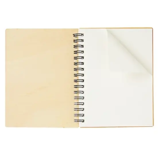 Juvale 4 Pack Wooden Cover Notebook, Spiral Bound Unruled Plain DIY Journal for Students, Sketches, Writing, Note Taking, 20 Sheets (4.5 x 5.8 In) image {7}