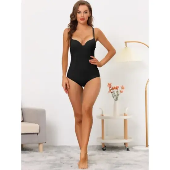 Allegra K Women's Adjustable Shoulder Strap Tummy Control Shaping Full Leotard image {3}