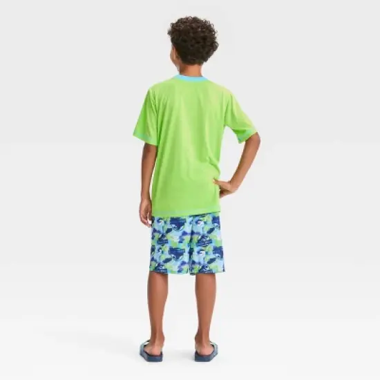 Boys' Jurassic World 2pc Pajama Set with Slide Sandals - Green image {1}