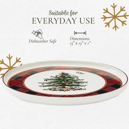 Spode Christmas Tree Lazy Susan - Tartan Plaid, Non Skid 360 Degree Rotation, Holiday Space Saver for Kitchen, Cabinet, Pantry image {5}