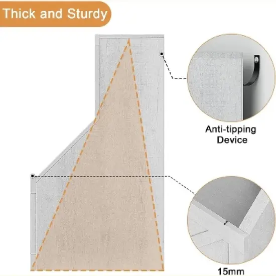 Acekool Kids Bookshelf and Toy Storage, 2-Tier Organizer with Lower Cabinet, Toddler Bookcase for Bedroom, Playroom, Classroom, Vintage White image {3}