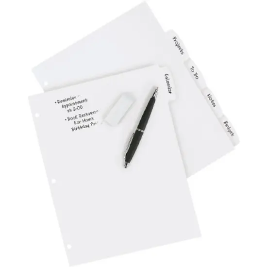 Avery Durable Plastic Write & Erase Big Tab Dividers for 3 Ring Binder, White, 5 Tab Set, 4 Packs, 4 Sets Total (16370) image {1}
