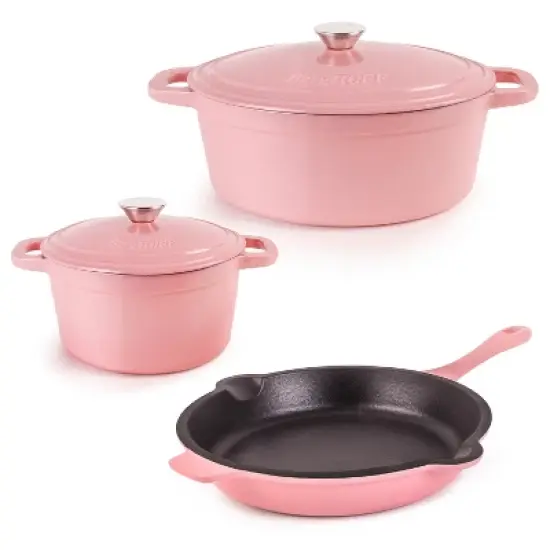 BergHOFF Neo 5Pc Cast Iron Cookware Set, 3Qt Covered Dutch Oven, 5Qt Covered Stock Pot, & 10" Fry Pan image {16}