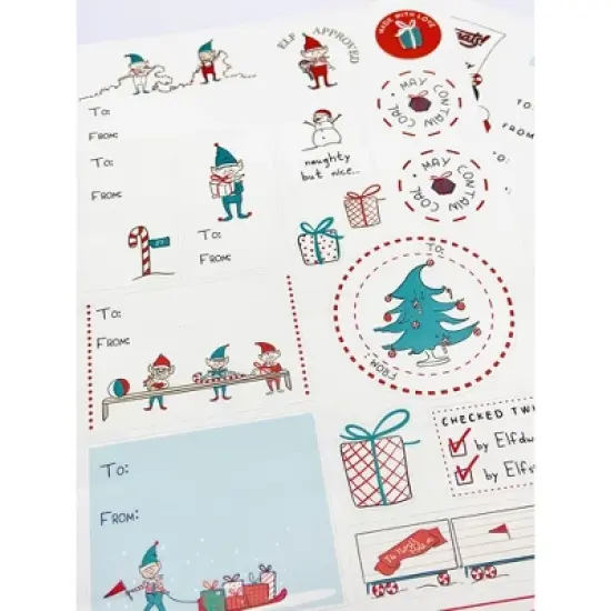 Christmas/Holiday "Checked Twice" To/From Gift Labels (3 Sheets, 60 Assorted Artistic Stickers and Labels) by Ramus & Co image {2}