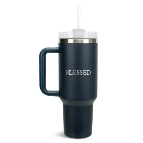 100 North Blessed Have Faith In Him Wrap-Around 40 Oz. Stainless Steel Water Bottle Coffee Mug, Spill & Leak Resistant, Travel Tumbler with Handle, image {5}