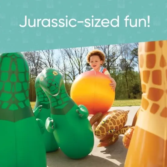 HearthSong Giant Inflatable Dinosaur Bowling Game with Six 30 Inch Dinosaur Pins and One Multi-Colored Inflatable Ball image {2}