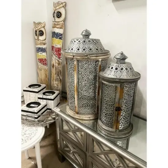 Essential Decor & Beyond 2-Piece Set Wood and Metal Lanterns image {1}