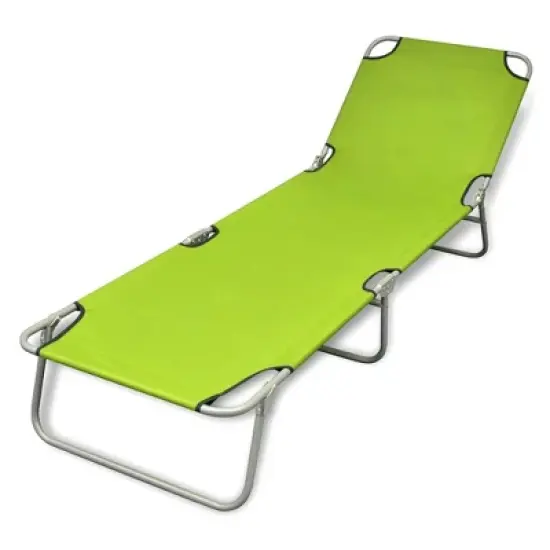 vidaXL Sun Lounger Apple Green Polyester One Size Foldable Sun Lounger image {1}