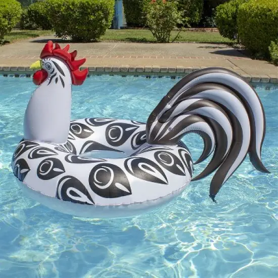 Poolmaster 48" Inflatable Rooster 1-Person Swimming Pool Inner Tube Float - Black/White image {1}