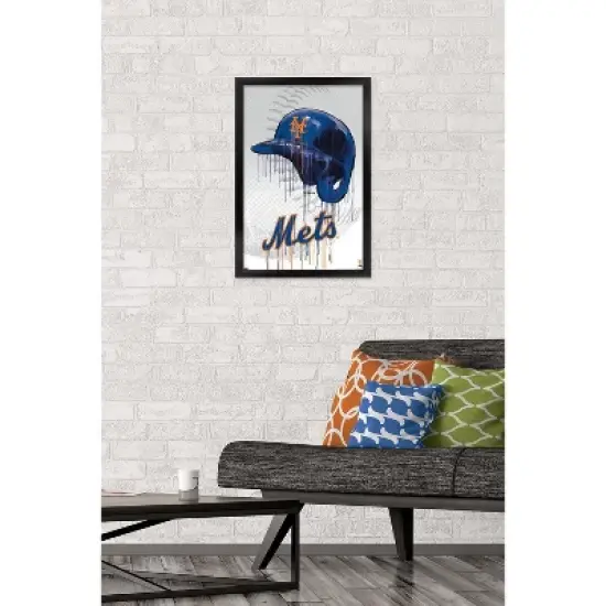 Trends International MLB New York Mets - Drip Helmet 22 Framed Wall Poster Prints image {1}
