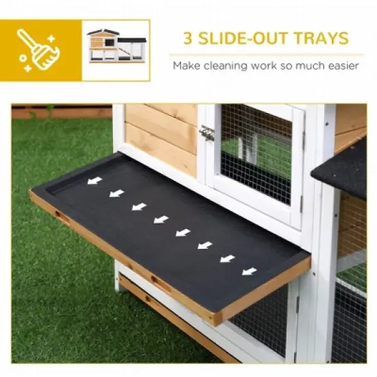 ORRD PawHut 2-Story Rabbit Hutch with Ramp, Leak-Proof Tray & Outdoor Run - Indoor/Outdoor, Yellow image {3}