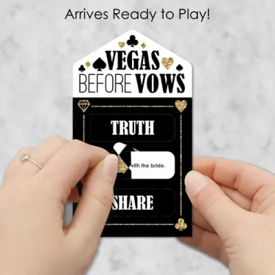 Big Dot of Happiness Vegas Before Vows - Las Vegas Bridal Shower or Bachelorette Party Game Pickle Cards - Truth, Dare, Share Pull Tabs - Set of 12 image {1}