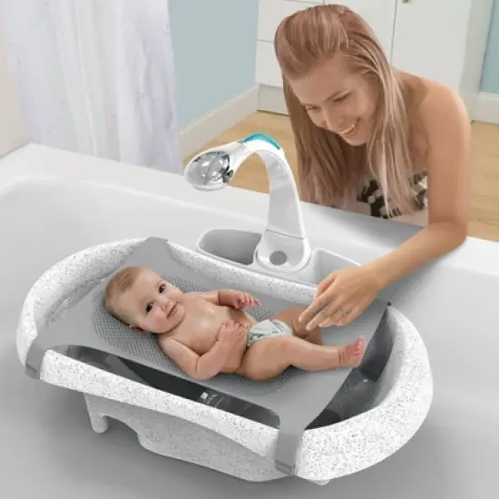 The First Years Rain Shower Baby Spa Newborn to Toddler Tub with Soothing Spray Showerhead image {1}