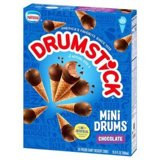 Nestle Drumstick Chocolate Mini Frozen Sundae Cones - 16.9 fl oz/20ct image {1}