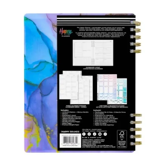 The Happy Planner 2025 Weekly/Monthly Planner 9.75"x8.75" Classic Ethereal Elements: Adult Twin-Wire Calendar, 7x9.25" image {3}