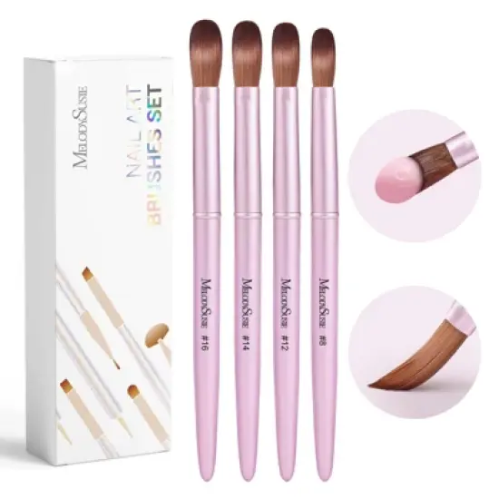 Acrylic Nail Brush Set (4Pcs) - Rose Gold image {6}