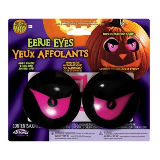 Funworld Eerie Light-Up Pumpkin Eyes Halloween Decoration | Purple image {1}
