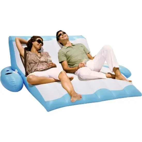 4E's Novelty 2-Person Inflatable Pool Recliner Float With Cup Holder For Adults, Pool Recliner Easy To Inflate And Deflate Unmatched Comfort image {9}