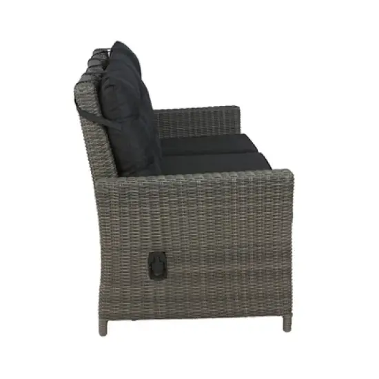 Asti Wicker 3 Seat Reclining Sofa with Cushions - Gray - Alaterre Furniture image {3}