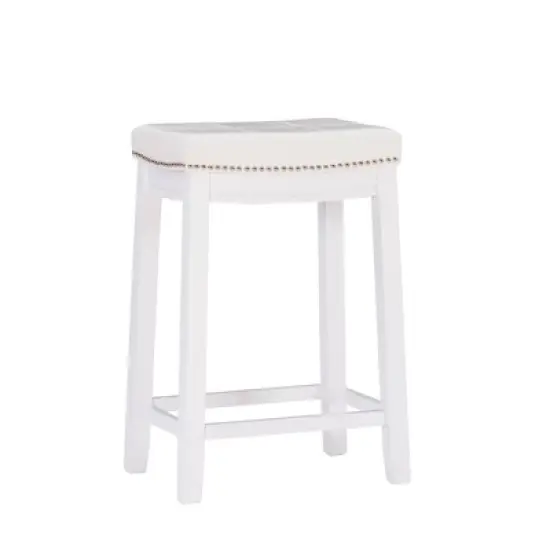 Claridge Leather Saddle Counter Height Barstool - Linon image {19}