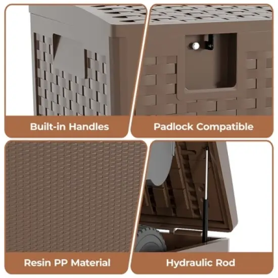 73 Gallon Outdoor Storage Box, Deck Boxes Outdoor Waterproof with Lid,Outside Storage Box Waterproof with Side Handles for Garden Pool image {4}