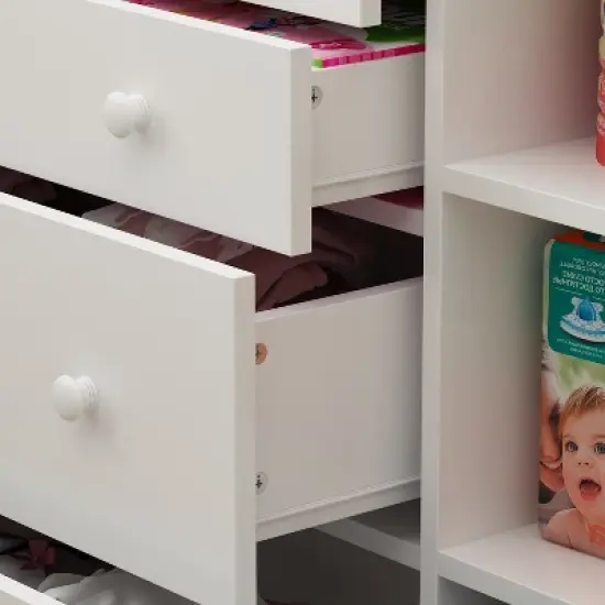 Famapy White Changing Table With 2 Shelves and 5 Storage Drawers image {4}