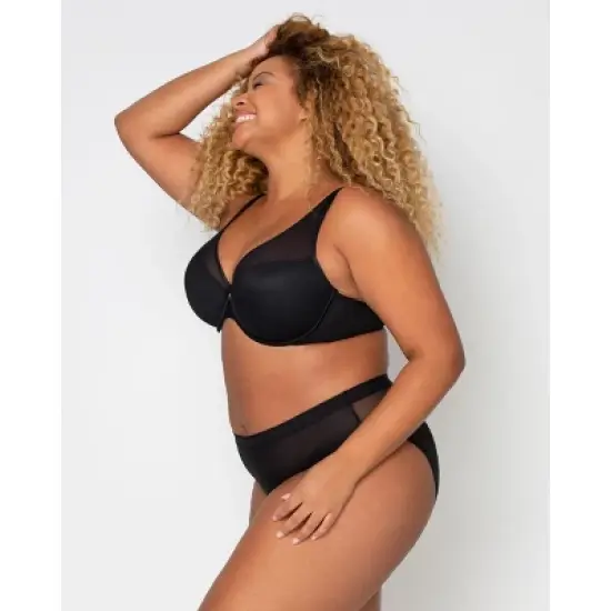 Curvy Couture Women's Sheer Mesh Plunge T-shirt Bra image {4}