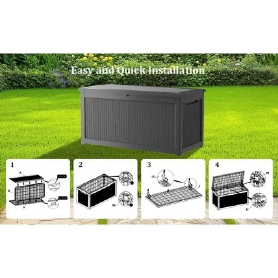 Decksplore 55/120/180/230/260 Gal Deck Box Outdoor Storage Box Patio Gardening Tools Water and UV Resistant for Patio image {9}