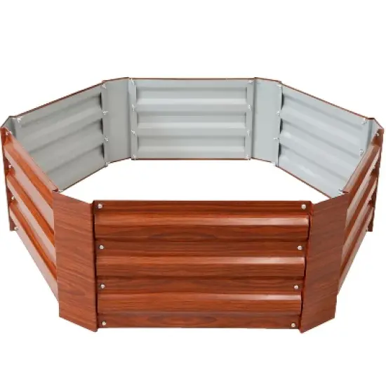 Sunnydaze Corrugated Galvanized Steel Hexagon Raised Garden Bed Kit for Vegetables, Plants, and Flowers - 40" W x 12" H image {9}
