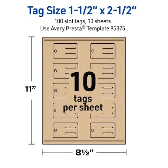 Avery Rounded Slot Tags, 1-1/2" x 2-1/2", Kraft Brown, 100 Total image {4}