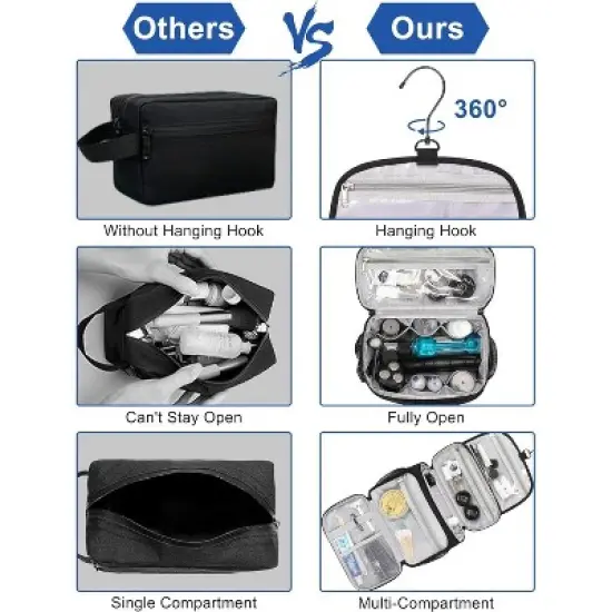 Narwey Toiletry Bag for Men, Hanging Toiletries Bag for Women Water Resistant Dopp image {3}