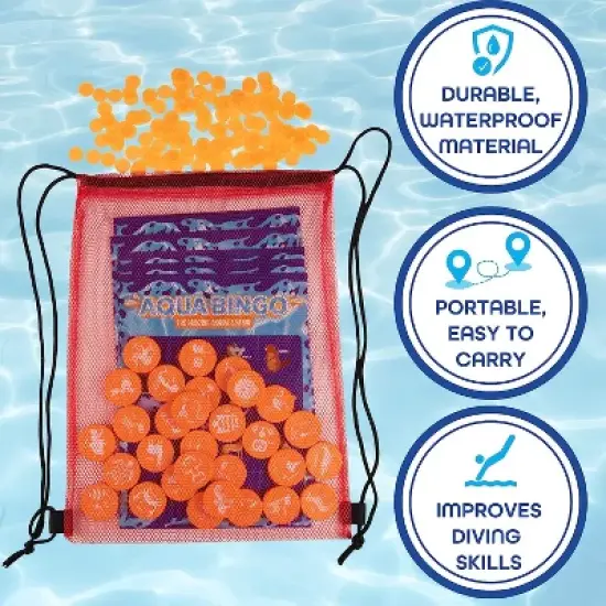 Aqua Pool Bingo Diving Game for Adults & Kids - Dive for & Call 75 Sinking Numbers, Fill Your Card To Win - Summer Swimming Party Fun image {4}