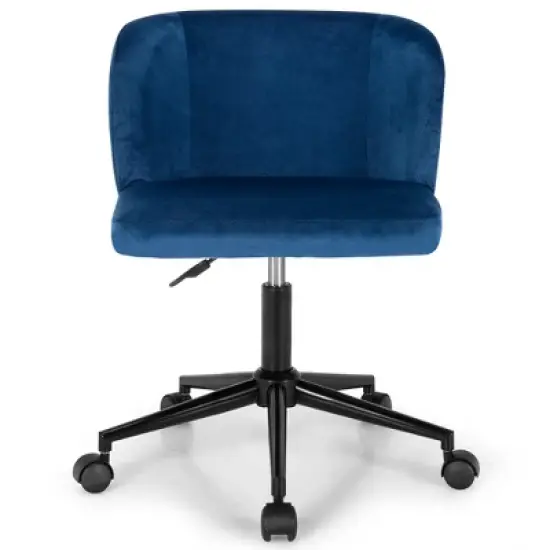 Costway Velvet Home Office Leisure Vanity Chair Armless Adjustable Swivel Pink\Blue image {9}