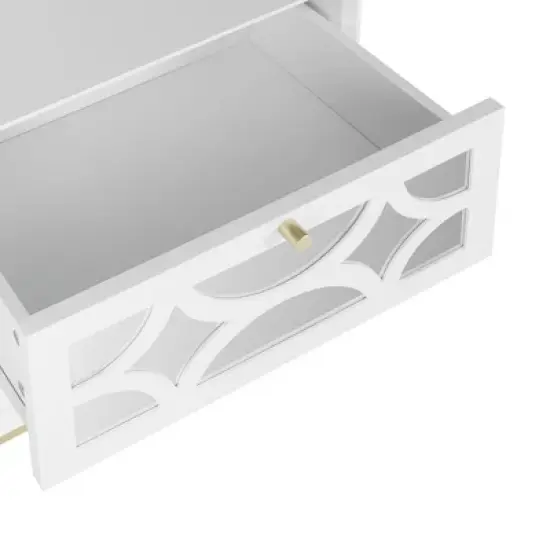 Averina  2 Drawers 45&deg; Splicing White Mirror Front Nightstand With Storage -The Pop Home image {6}