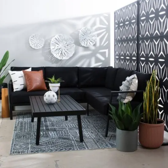 Linon Lark Aluminum Sectional Sofa Black image {6}